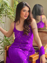 Velour Ring Work Strappy Chikankari Kurta (Set of 3)